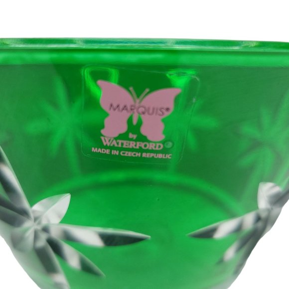 Waterford Marquis Crystal Compote Bowl Footed Pedestal Cut Glass Emerald Green - Picture 3 of 8